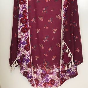 Free People Wrapped in Blooms Tassel Trim Wrap